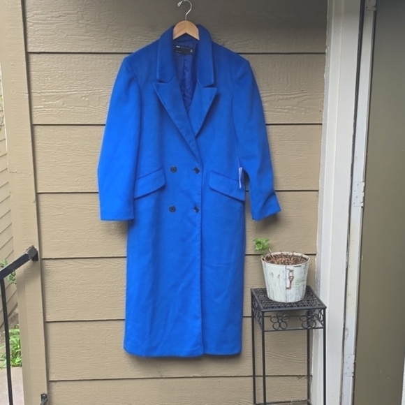 ASOS DESIGN smart dad coat in cobalt 2 XS NEW oversized - Picture 2 of 15
